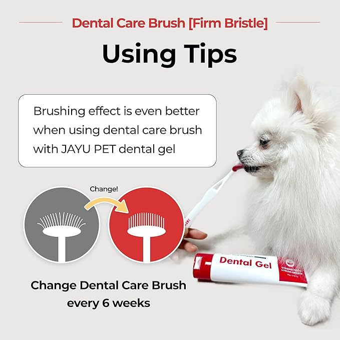JAYU PET Dental Care Brush (Firm Bristles) 3ea - Resilient Dog Toothbrush, Cat Toothbrush for Tartar & Plaque Removal, Horizontal Head and S-Curved Body