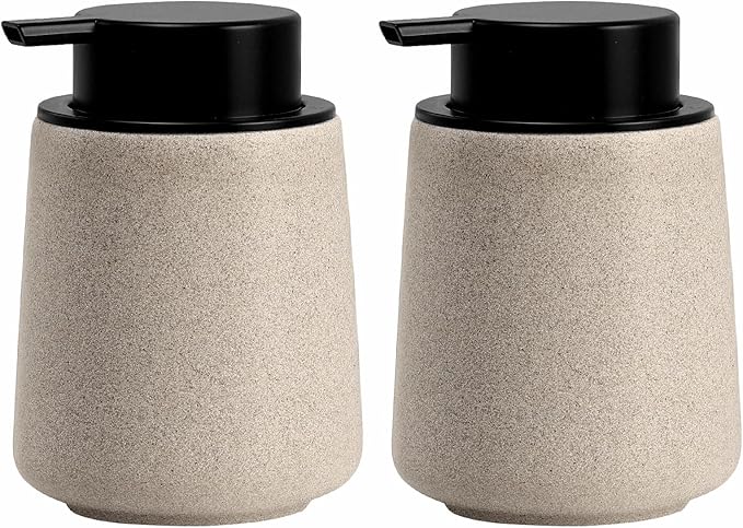 Foaming Soap Dispenser Pump 12OZ, Refillable Foam Hand Dish Soap Dispenser Bottle Jar for Bathroom Kitchen Sink Countertop Home Decor - Beige