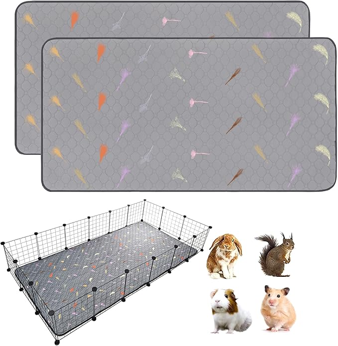 2Pcs Guinea Pig Cage Liners,Guinea Pig Fleece Cage Liners36''X72'' Super Absorbent Washable Pee Pads Reusable for Rabbit Hamster Chinchilla