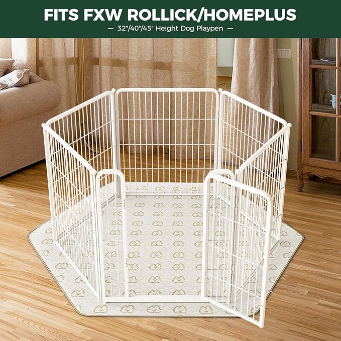 FXW Washable Pee Pads for Dogs, Puppy Pads with Super Absorbent, Specifically Designed for FXW Rollick/Homeplus 32/40/45inch 6 Panels Dog Playpen, 35" Hexagon, Khaki, 2 Packs