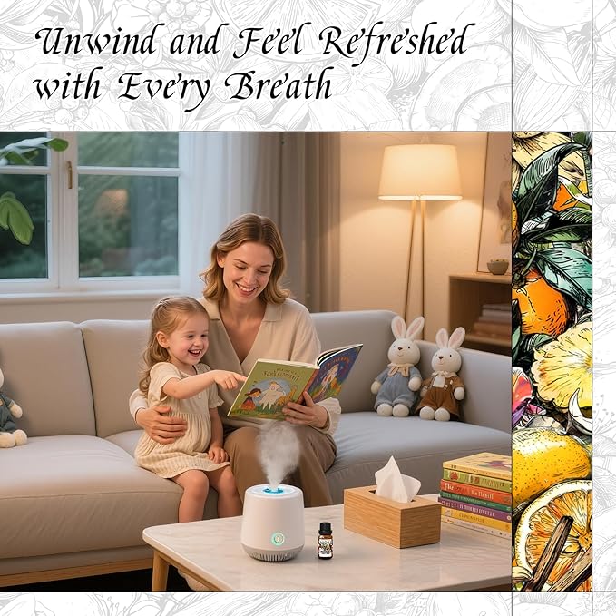 HIQILI Diffuser Oil for Humidifier & Reed Diffusers, Suitable for Home and Other Scenarios, Long Lasting Scent - Water Lily Papyrus, 0.34 Fl Oz