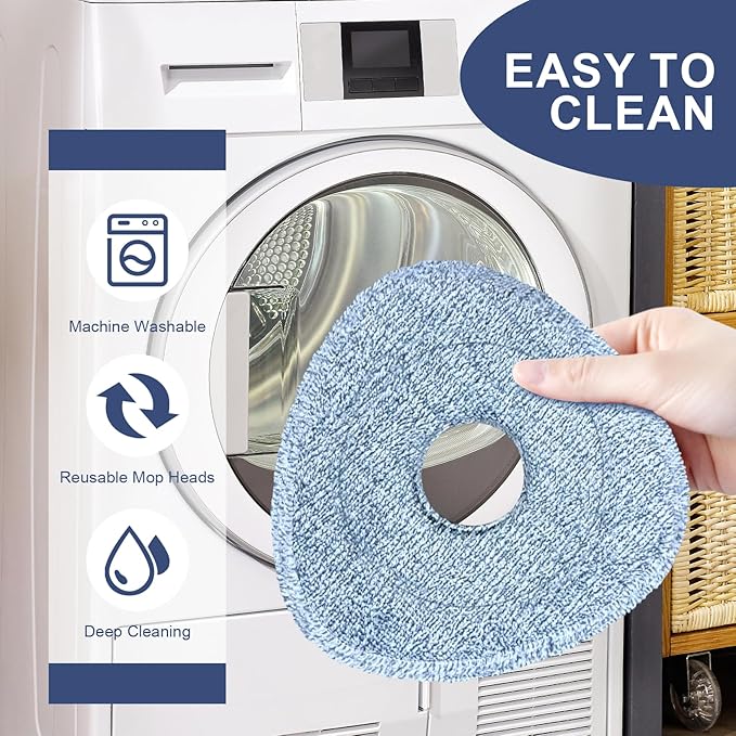 Mop Pads for O-Cedar, New Upgrade 4 Pack Mop Refill Pads, Perfect Addition for Ocedar System Owners, Machine Washable, Reusable, Easy to Replace