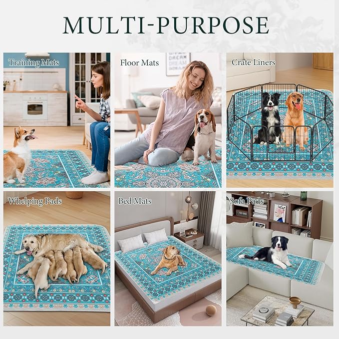 Homimp Washable Pee Pads for Dogs,Extra Large 2 Pcs Reusable Puppy Pads Waterproof,Absorbent and Leakproof Dog Pee Pads,Non Slip Puppy Training Pads,Pet Mat for Floor,Crate,Couch,Whelping,Blue 48"x48"