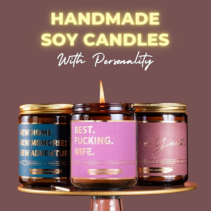 Best Wife Ever Funny Scented Candle - Romantic Gifts for Wife from Husband for Birthday Couples Anniversary Wedding Engagement Christmas Valentines Day - Wife Birthday Candle