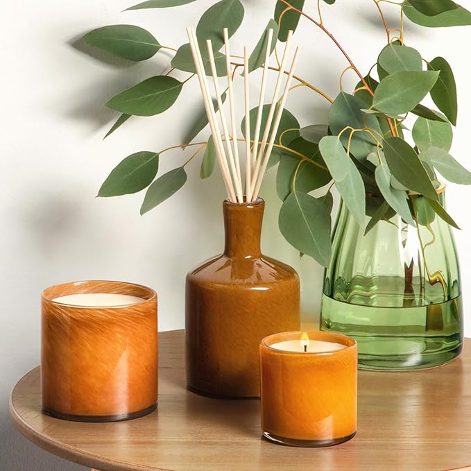 LAFCO New York Classic Candle, Amber Black Vanilla - 6.5 oz - 50-Hour Burn Time - Reusable, Hand Blown Glass Vessel - Made in The USA