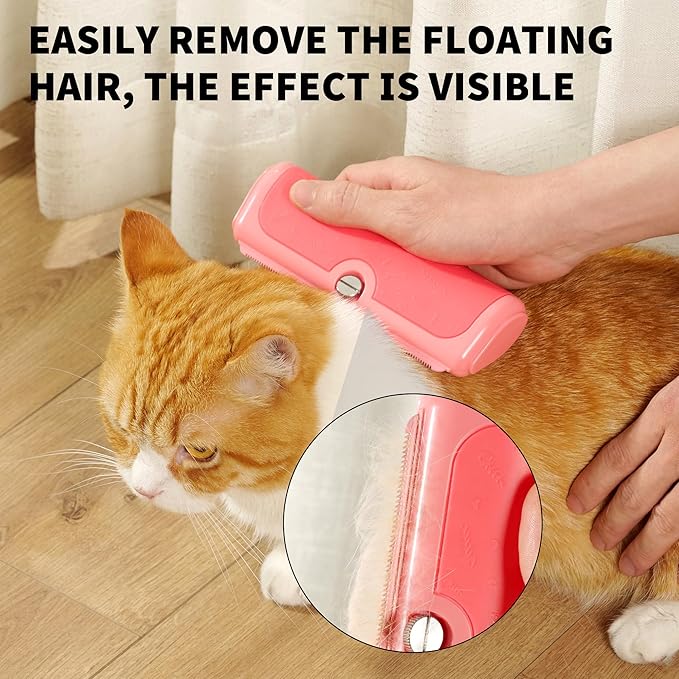 Cat & Dog Deshedding Brush – Pink Gentle Pet Hair Remover Comb for Shedding, Comfortable Grip, Easy Clean Grooming Tool for Long & Short Hair