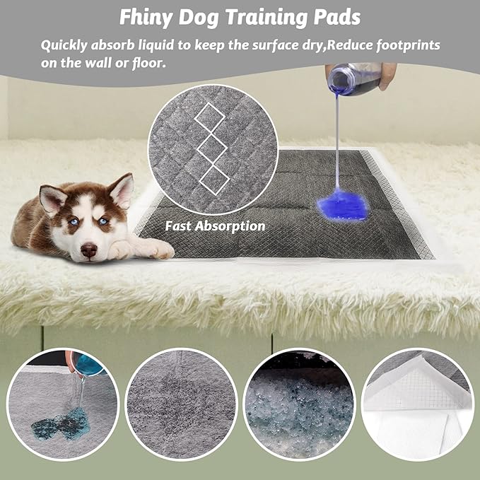 Fhiny Rabbit Pee Pads, 13" x 18" 100 PCS Disposable Bunny Pads Charcoal Leak-Proof Super Absorbent Potty Training Pad with Quick-Dry Surface for Dogs Puppies Cats Kittens or Small Pets