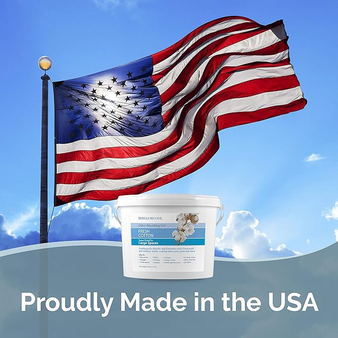 SMELLS BEGONE 1-Gallon Odor Absorber Gel - Air Freshener & Odor Eliminator for Homes, Garages & Commercial Buildings - Industrial Size - Fresh Cotton Scent