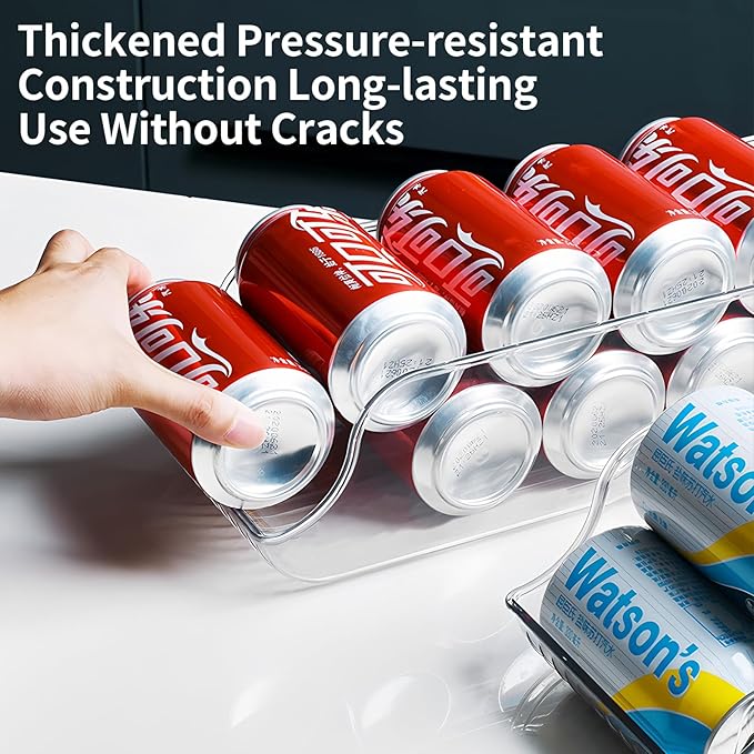 2 Pack Soda Can Organizer, Refrigerator Beverage Organizer with Sliding Tray, Suitable for Refrigerator/Cabinet/Countertop Soda Can (2 PACK)