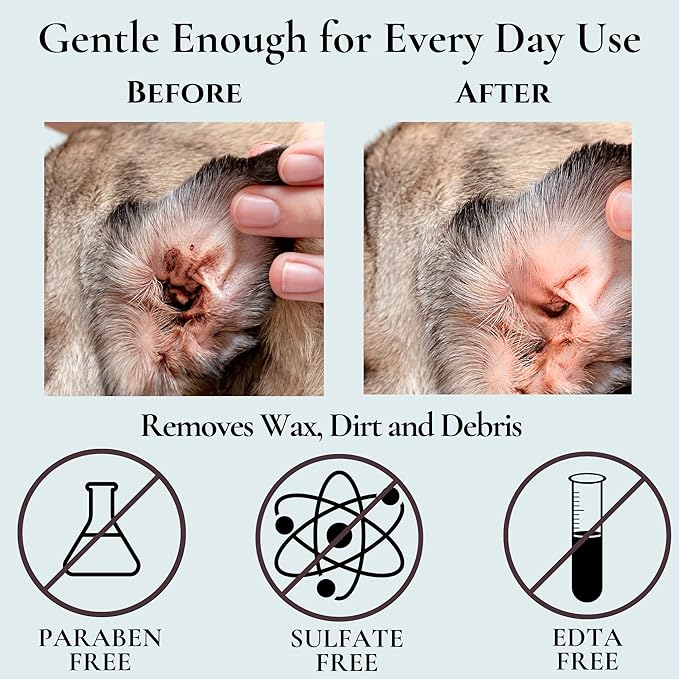 EcoBark Natural Ear Finger Wipes for Dogs - Dog Ear Cleaner Strawberry Scented - Ear Wipes with Finger Pad in Ear Solution - Gentle Otic Grooming Supplies to Soothe Dog Ear Itching - Cleanse Away Dirt