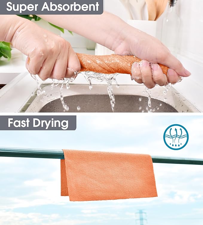 KitchLife Microfiber Cleaning Cloth Roll, 100 Pack - Tear-Away Microfiber Paper Towels, Lint-Free, Reusable, Washable for Kitchen, Car, Dishes, and Sensitive Surfaces (Coral)