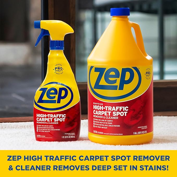 Zep High Traffic Carpet Cleaner - 1 Gallon (Case of 4) ZUHTC128 - Penetrating Formula Removes Deep Stains. Make High-Traffic Areas Look New Again