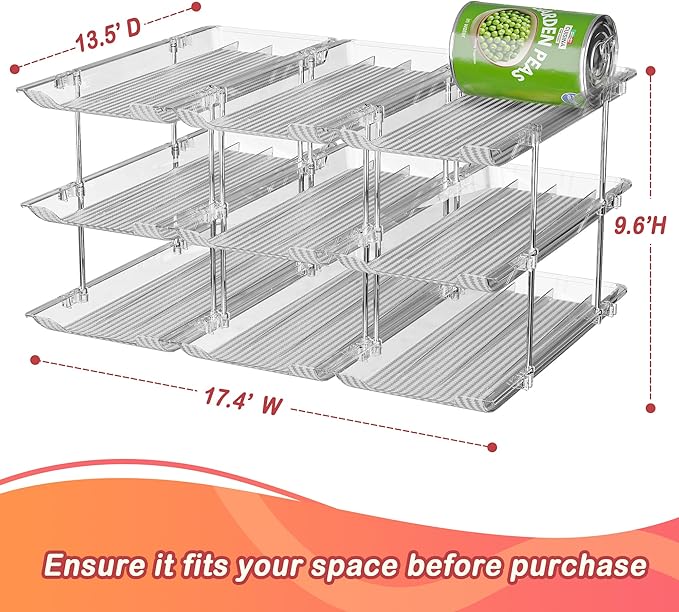 Can Storage Organizer Pantry and Canned Food Holders for Soup Can Goods Dispenser with Rack Clear 9-Pack