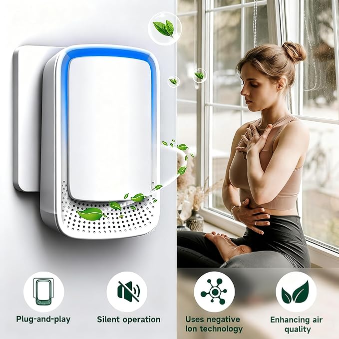 Plug In Air Ionizer Purifier for Home (4 Pack), Negative Ion Generator, Quiet Air Freshener for Bedroom, Office, Kitchen, Portable Air Filter, Mini Air Cleaner