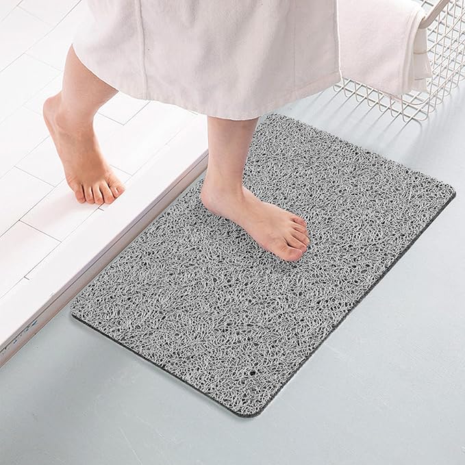 Joyhalo Shower Mats for Showers Anti Slip for Elderly, 32'' x 24'' Non Slip Bath Mat for Inside Shower, Bath Tub Mats for Bathroom Non Slip for Shower, PVC Loofah Bathroom Mats, Grey