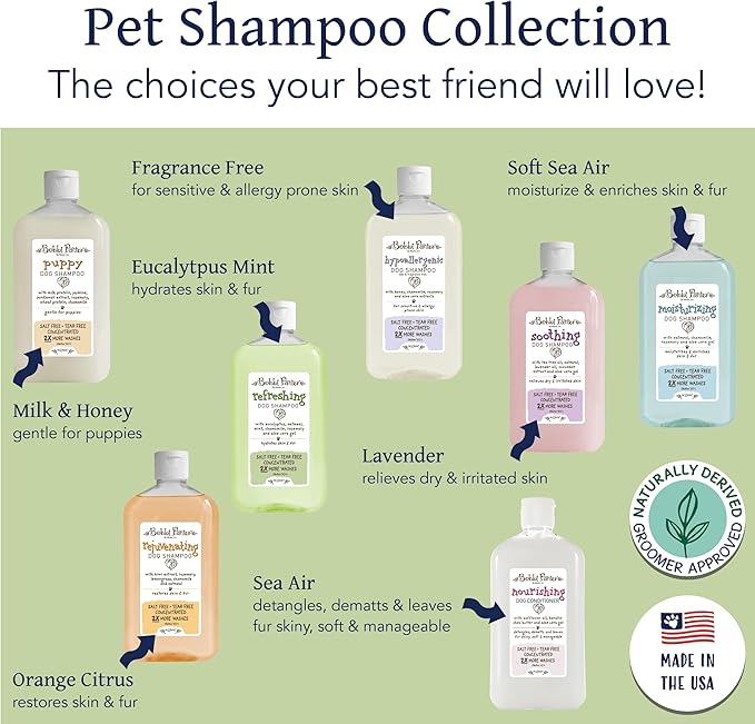Bobbi Panter Refreshing Dog Shampoo - Hydrates & Soothes Skin & Fur, Minimizes Itching & Dander, Eucalyptus Mint Scent, 30:1 Concentrated Formula, Made in USA, 14 oz. (Case of 12)