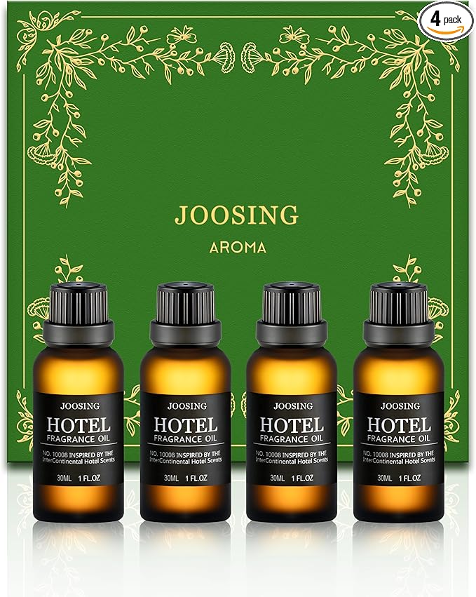 Hotel Diffuser Oils Gift Set, Joosing Hotel Essential Oils 4 x 30ml Large Bottles (4 Fl Oz Total), Premium Fragrance Oil No. 10008 The InterContinental for Aromatherapy Diffusers and Humidifiers