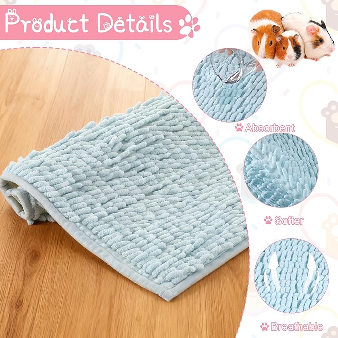 SHENLIU 8Pcs Guinea Pig Cage Liner 16x12 Inch Rabbit Cage Liner Bedding Reusable Guinea Pig Mat Pad Washable Training Pad Animal Sleeping Bedding Mat for Small Animals, Bunny (Gray, Green, Pink, Blue)