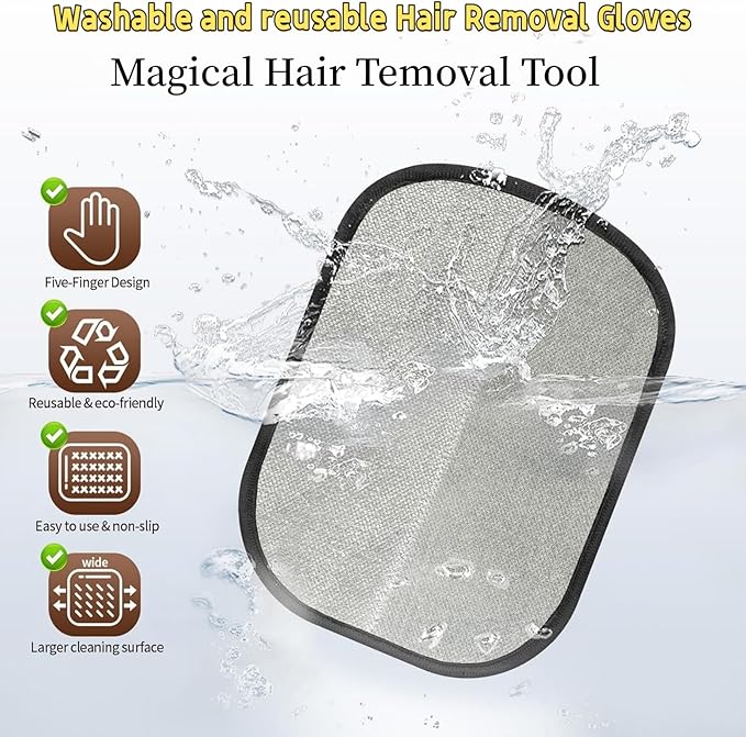 Pet Hair Removal Glove for Cats & Dogs, 2Pcs Newly Upgraded Electrostatic Pet Hair Remover Gloves, Reusable Magic Brush Pet Hair，Pet Hair Remover for Laundry, Sofas，Carpets，Clothing