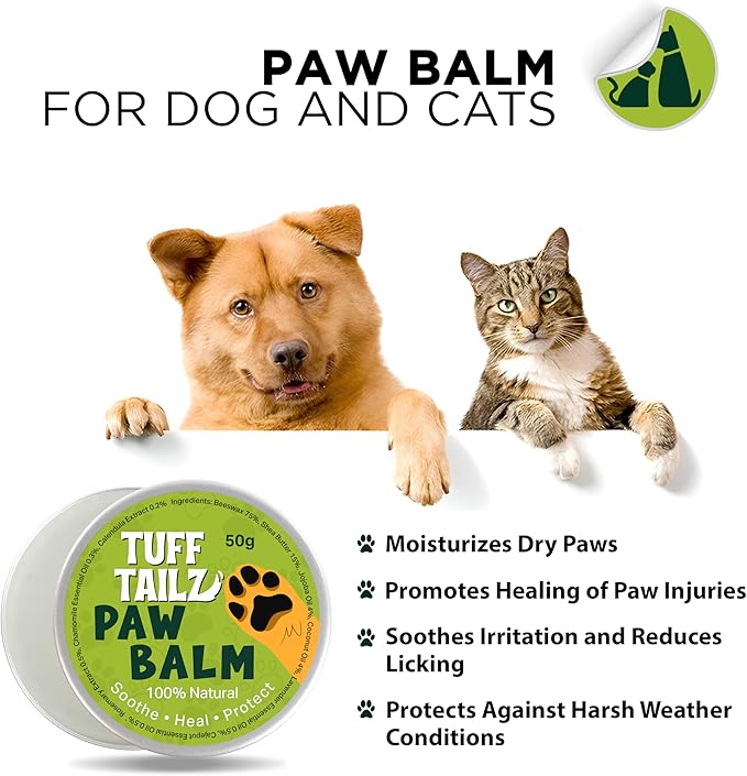 Dog Paw Balm - Heals, Repairs & Restores Dry, Cracked & Damaged Paws - Moisturizes & Soothes Irritated Paws & Noses - 100% Natural Moisturizer & Paw Protectors for Dogs & Cats- 1.70 Oz