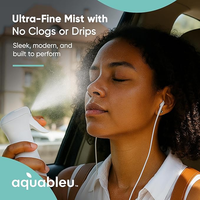 Aquableu Spray Bottle for Hair – 10-Pack Continuous Mist Spray Bottle for Hair Care, Styling, Cleaning, Plants, Pets & Essential Oils (Clear, 10oz)