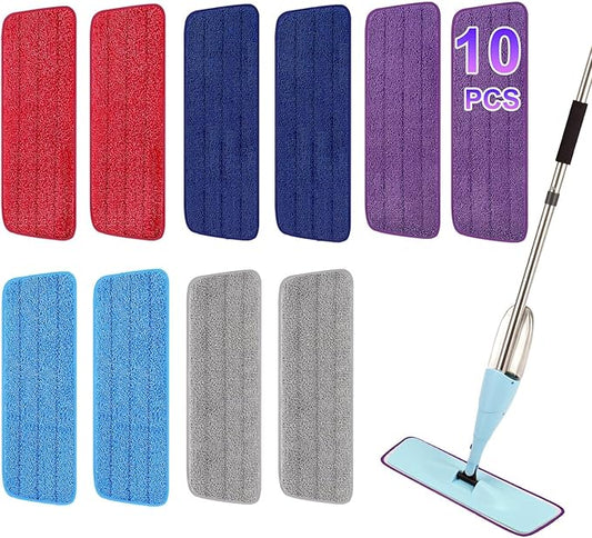 10 Pack 16.5 inch Reusable Mop Pads Microfiber Spray Mop Replacement Heads for Wet/Dry Mops Compatible with Bona Floor Care System