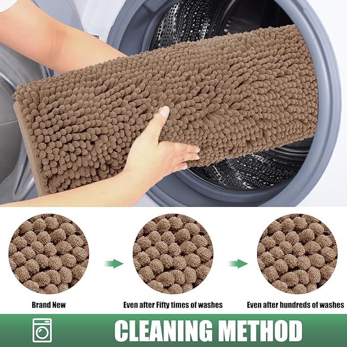 IM HOME Chenille Absorbent Outdoor Doormat 48" x 30", Washable Muddy Door Mats for Dog Non Slip Indoor Doormat Dog Mat for Muddy Paw Front Inside Doormats for Entryway Camel