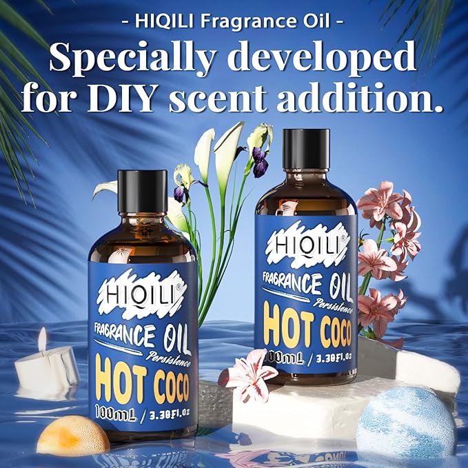 HIQILI Hot Coco Essential Oil 100ml - Winter Fragrance Oil for Aromatherapy, Home Diffuser, Car Freshies, DIY Candle Soap Perfume Making, 3.38 Fl Oz