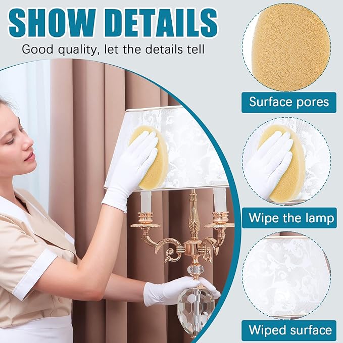 4 Pcs Lamp Shade Sponge Dry Lampshade Cleaner Fabric Cleaner Cleaning Reusable Sponges for Removing Dirt Dust Soot Pet Hair Window Shades Artwork and Other Surfaces