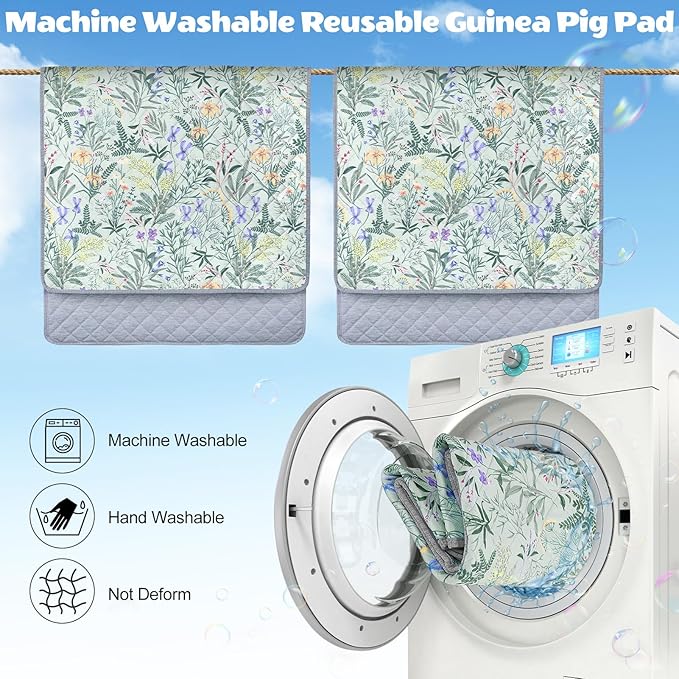 2 Pack Guinea Pig Bedding, Washable Guinea Pig Cage Liner Reusable Guinea Pig Mat Waterproof Guinea Pig Bedding for Cage, Super Absorbant Guinea Pig Pee Pads for Small Animals Hamster Rabbit Squirrel