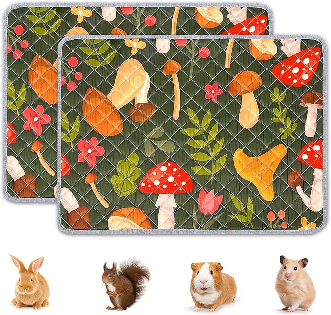 2 Pack Guinea Pig Bedding, Washable Guinea Pig Cage Liner Reusable Guinea Pig Mat Waterproof Guinea Pig Bedding for Cage, Super Absorbant Guinea Pig Pee Pads for Small Animals Hamster Rabbit Squirrel