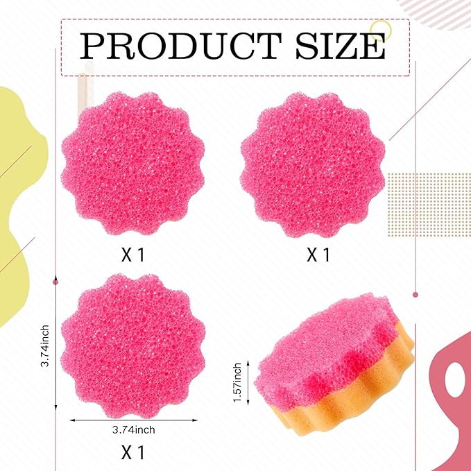3 Pcs Dual Sided Scrub Sponge Multi Functional Cute Temperature Sensitive Non Scratch Dish Sponge for Washing Dishes Kitchen Bathroom(Flower)