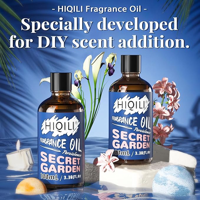 HIQILI Secret Garden Fragrance Oil 100ml for Diffuser Car Freshies, Clean Fresh Scent for Candle Making Soap Laundry 3.38 Fl Oz