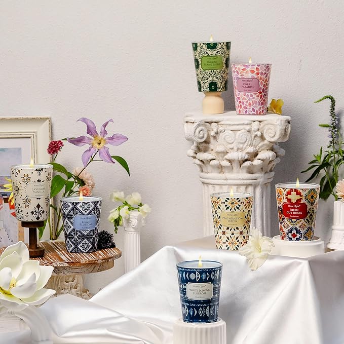 HomeLights Coral Paradise Scented Candles | 6.7oz Soy Candles Bohemian Natural Textures Large Candle Jars | Ideal Candle Gifts for Events, Home Decor Stress, Relief & Relaxation