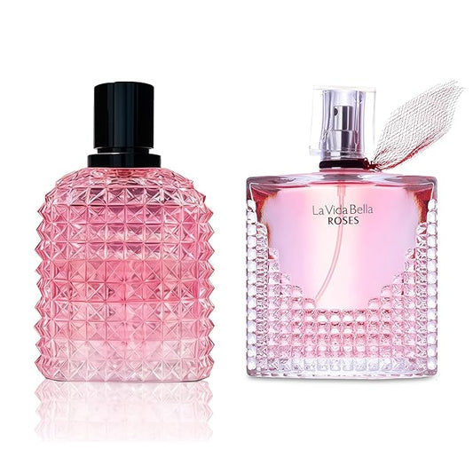 Women's Perfume Set - 2 Pack Eau de Parfum Spray 3.4 Oz Each | Floral Jasmine & Sweet Vanilla with Bergamot & Woody Notes | Long Lasting Original Scent Gift Set for Women (MilaWR&Lavi Rose)