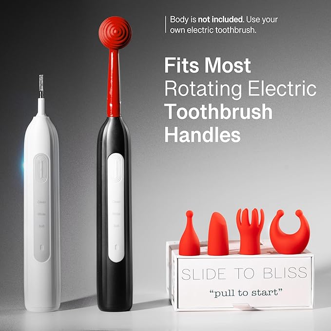 5-in-1 Silicone Massage Attachment Compatible with Rotating Electric Toothbrushes | Discreet, Travel-Friendly, Waterproof | Facial, Body, Bullet & Wand – Not for Sonic or iO Series