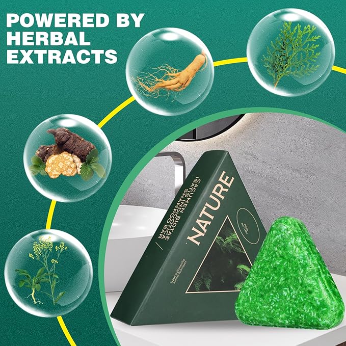 2PC Seven Green Shampoo Bar - Nature Shampoo Bar with Grass Extract, Green Soap for Women & Men