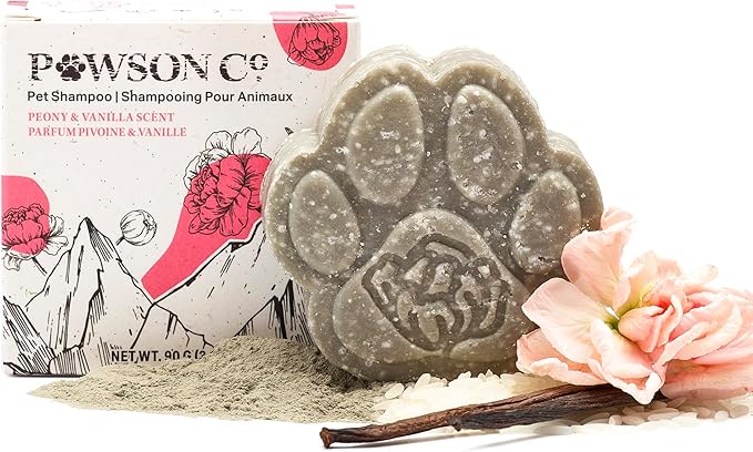 Pawson Dog Shampoo Bar - Natural Pet Shampoo with Rice Water and Aloe for Animals, Puppy Essentials, Peony Vanilla Scent