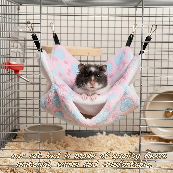 2Set of Ferret Hammock, Rat Hammock, Small Heart-Shaped Cage Accessories for Rats, Guinea Pigs, Chinchillas, Green and Pink