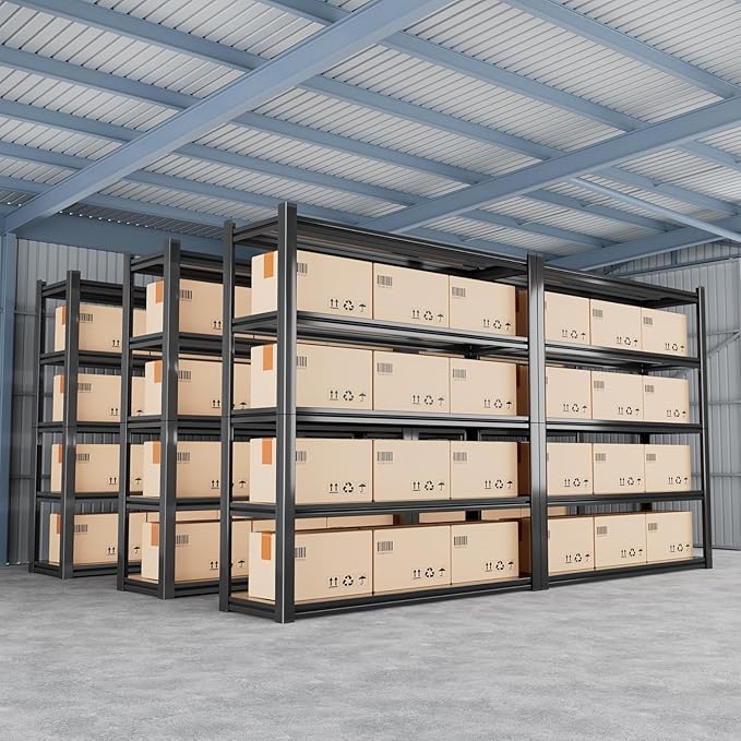 48.2" W Garage Shelving 3000LBS Storage Shelves Heavy Duty Garage Storage Shelves Adjustable 5 Tier Metal Shelves for Storage Industrial Heavy Duty Shelving Utility Shelf 24.2"Dx48.2"Wx 72.2"H