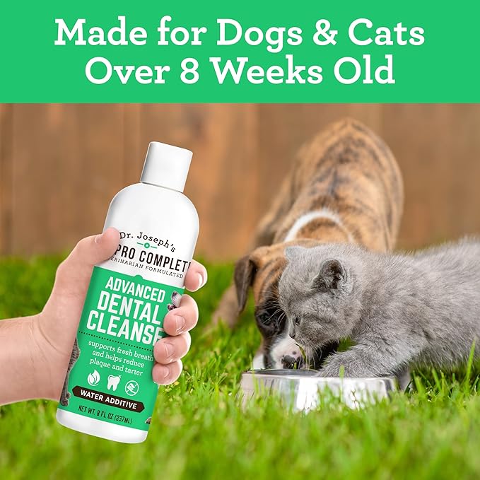 VetPro Complete Dr. Joseph's Advanced Dental Cleanse, 8 Ounces, Cat and Dog Breath Freshener Water Additive for Dental Care, Fights Dog Bad Breath, Teeth Cleaning, Plaque and Tartar Remover