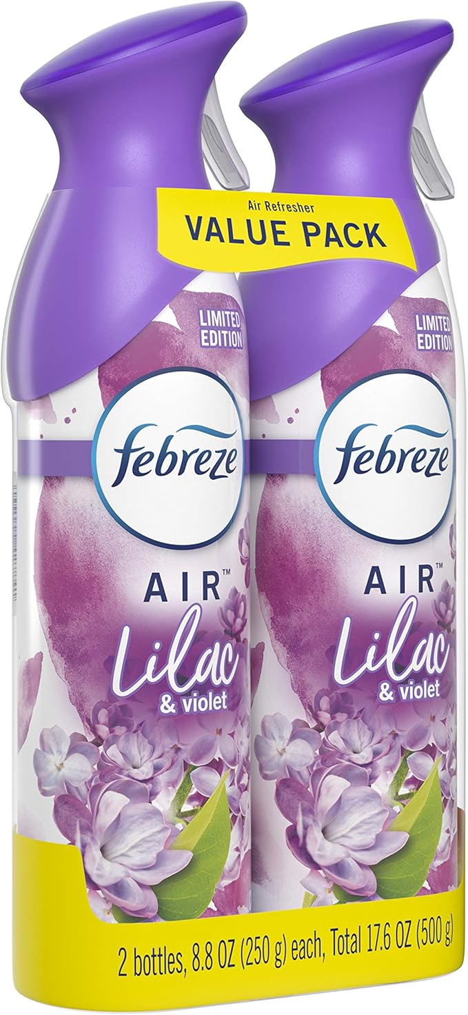 Febreze Air Odor-Eliminating Air Freshener, Lilac & Violet, 2 Ct, 8.8 Fl Oz Each (17.6 oz Total)