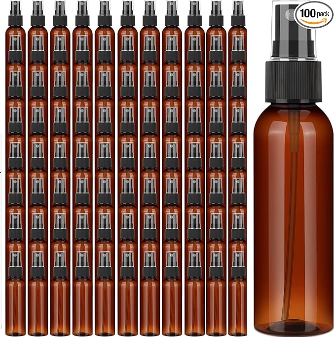 100 Pack 2 Oz Plastic Mini Spray Bottles with Refillable Mist Sprayer for Travel and Household Use for Perfume Essential Oils Cleaning (Wine Red)