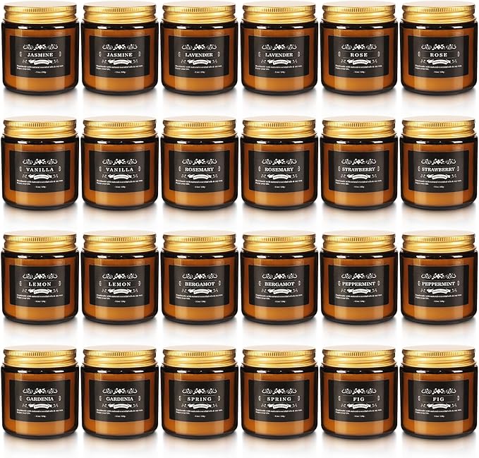 24 Pcs Scented Candles with Added Natural Essential Oils, 3.05oz, Suitable for Various Festivals, Parties, Yoga, and Home Scene