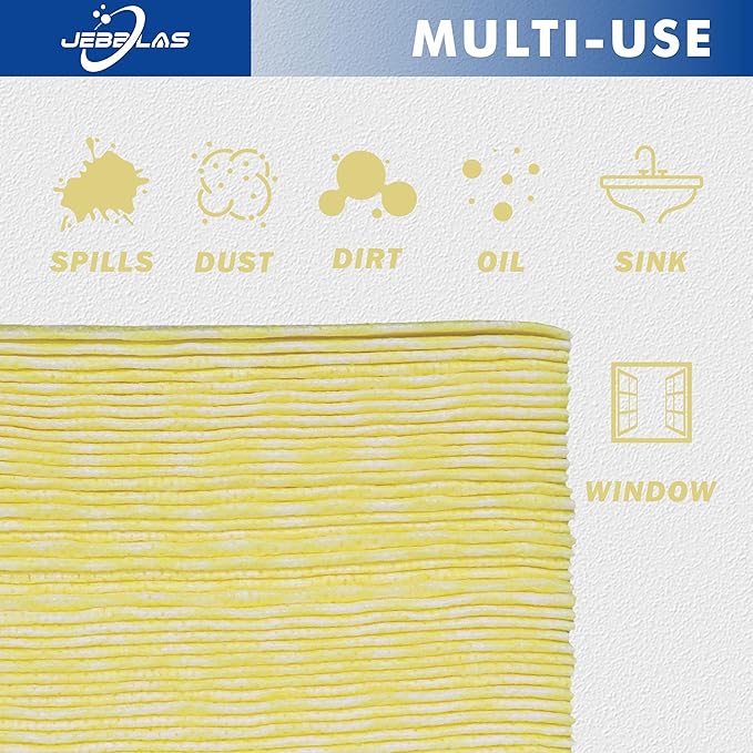 JEBBLAS Reusable Cleaning Cloths Handi Wipes Reusable Cloths Dry Cleaning Cloths Dish Towel Dish Cloths Handy Cleaning Wipes,Pack of 100, Yellow