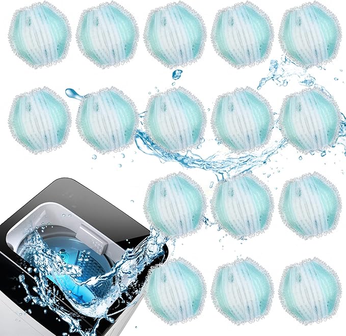 16 Pcs Laundry Pet Hair Remover Reusable Washing Hair Catcher Floating Pet Hair Removal Balls Lint Remover Balls Easy to Use Washing Balls for Pet Hair Washing Machine Dryer Clothes