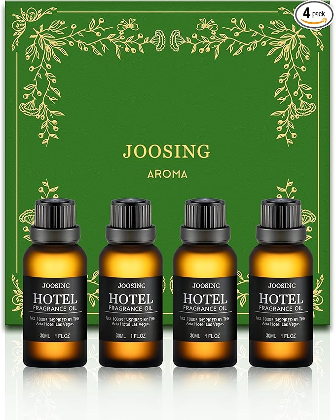 Hotel Diffuser Oils Gift Set, Joosing Hotel Scent Essential Oils d 4 x 30ml Large Bottles (4 Fl Oz Total), Premium Fragrance Oil No. 10003 The Aria for Le Labo Aromatherapy Diffusers and Humidifiers