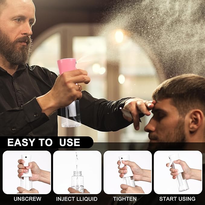 hair spray bottle, ultra-fine spray continuous spray bottle (200ml/6.8oz), used for hair design, vegetation, cleaning and skin care - empty, reusable (Pink)