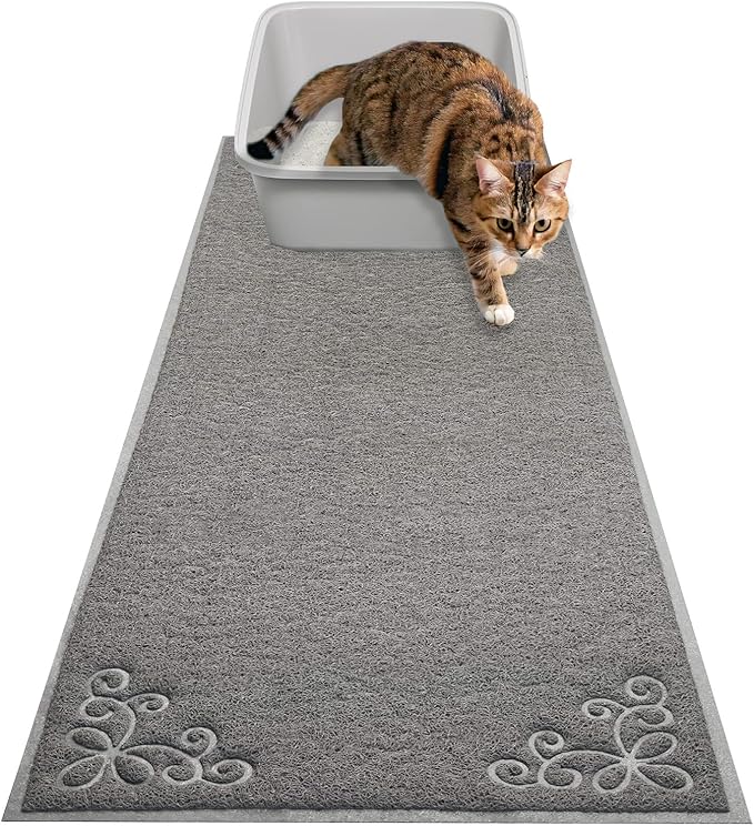 Long Litter Mat Runner 2'x6' - Trap Dirt, Mud and Cat Litter - Premium Waterproof PVC Mesh, Non Slip Rubber Runner for Pets, Entry, Mudroom, Garage, Laundry, RV, Camper - Litter Mat XL (Grey)