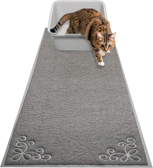Long Litter Mat Runner 2'x6' - Trap Dirt, Mud and Cat Litter - Premium Waterproof PVC Mesh, Non Slip Rubber Runner for Pets, Entry, Mudroom, Garage, Laundry, RV, Camper - Litter Mat XL (Grey)